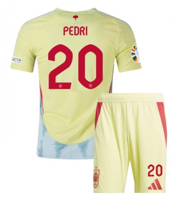 Spanien Pedri Gonzalez #20 Borta Kläder Barn EM 2024 Kortärmad (+ Korta byxor)